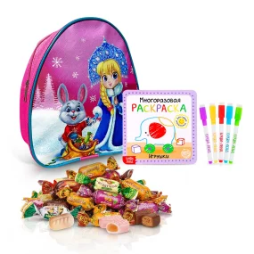 Подарочный рюкзак с конфетами и раскраской - Снегурочка, 20 х 23 см Подарочный рюкзак с конфетами и раскраской - Снегурочка, 20 х 23 см