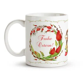 Кружка пасхальная - Счастливой пасхи, кролики в корзине, керамика, 330 мл Кружка пасхальная - Счастливой пасхи, кролики в корзине, керамика, 330 мл