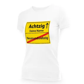Футболка женская именная - дизайн Achtzig, хлопок Футболка женская именная - дизайн Achtzig, хлопок