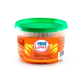 Möhrensalat nach koreanischer Art, mild, Moja Semja, 350 g Möhrensalat nach koreanischer Art, mild, Moja Semja, 350 g