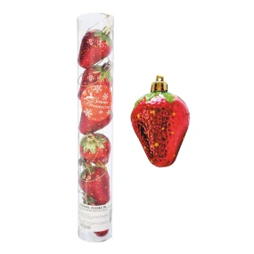 Tannenbaumschmuck - Erdbeeren, 6 St, rot Tannenbaumschmuck - Erdbeeren, 6 St, rot