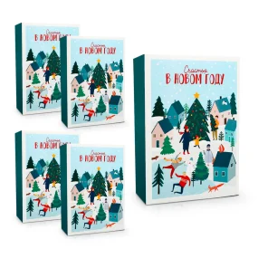 Подарочная коробка - Новый год, картон, 22 х 30 х 10 см, 5 шт.