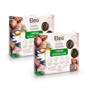 Карамель леденцовая, с сибирским экстрактом и чагой, Eleo, 19 г х 2 шт. 