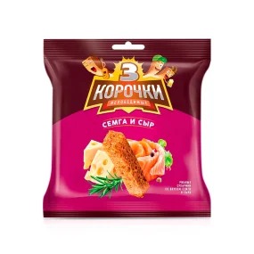 Сухарики ржаные - Три корочки, со вкусом сёмга и сыр, 40 г
