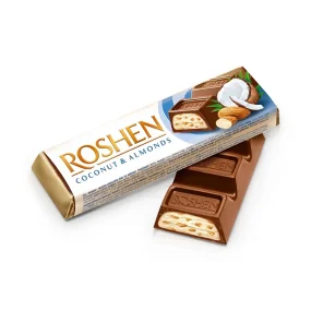 Батончик шоколадный - Кокос и миндаль, Roshen, 29 г Батончик шоколадный - Кокос и миндаль, Roshen, 29 г