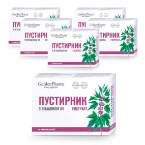 Пустырника экстракт + В6, Golden Pharm, 50 таблеток х 6 шт. Пустырника экстракт + В6, Golden Pharm, 50 таблеток х 6 шт.