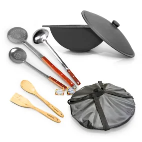 Набор: Печь учаг , чугунный казан 16 л круглое дно, аксессуары