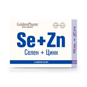 Селен + цинк, Golden-Pharm, 30 таблеток Селен + цинк, Golden-Pharm, 30 таблеток