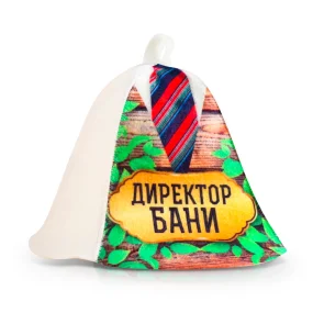Шапка для бани - Директор бани, цвет белый, разноцветный