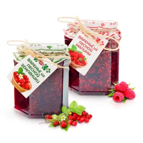 Konfitüre-Set aus Waldhimbeeren und Walderdbeeren, Leis, 2 х 230 g Konfitüre-Set aus Waldhimbeeren und Walderdbeeren, Leis, 2 х 230 g