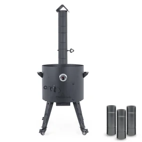 Feuerofen Utschak Ø 44 cm mit Abzugsrohr, für Kasan 16 l, Transportrollen