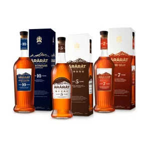 Armenischer Brandy - Ararat, 5 Jahre, 7 Jahre, 10 Jahre,  40 % vol., 3 х 0, 5 L Armenischer Brandy - Ararat, 5 Jahre, 7 Jahre, 10 Jahre,  40 % vol., 3 х 0, 5 L