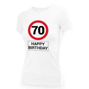 Футболка женская - дизайн Happy birthday 70, хлопок Футболка женская - дизайн Happy birthday 70, хлопок