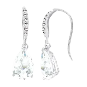 Ohrringe, Silber 925° , Zirkonia, Haken, 27 mm