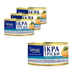 Икра трески, Veladis, 4 х 100 г Икра трески, Veladis, 4 х 100 г