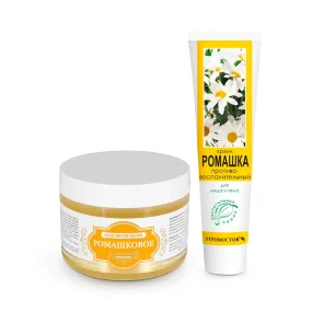 Set - Kamille, dickflüssige Seife für Körper und Haar + Gesichts- und Körpercreme Set - Kamille, dickflüssige Seife für Körper und Haar + Gesichts- und Körpercreme