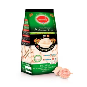 Pelmeni, Teigtaschen - Kupetscheskije, mit Schweine- und Putenfleischfüllung, Lackmann, 900 g Pelmeni, Teigtaschen - Kupetscheskije, mit Schweine- und Putenfleischfüllung, Lackmann, 900 g