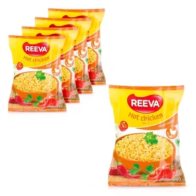 Instant Nudel, mit Hühnergeschmack, scharf, Reeva, 5 x 60 g     Instant Nudel, mit Hühnergeschmack, scharf, Reeva, 5 x 60 g