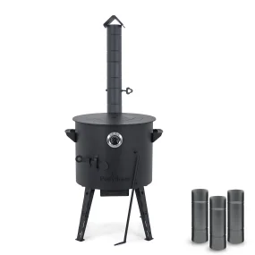 Feuerofen Utschak Ø 40 cm mit Abzugsrohr, für Kasan 12 L, Thermometer, Ofenplatte