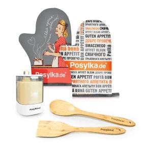 Набор - Posylka.de, прихватка: 2шт. + ложка + лопатка + диспенсер для зубочисток