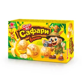 Печенье - Сафари, Choco Boy, с банановой начинкой, Orion, 39 г