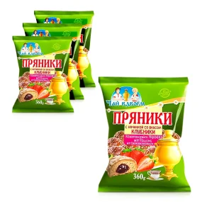 Пряники - Чай вдвоем, с клубничной начинкой, 4 х 360 г Пряники - Чай вдвоем, с клубничной начинкой, 4 х 360 г
