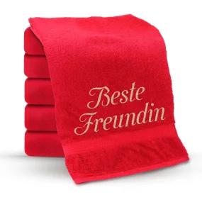 Handtuch - Beste Freundin, Farbe rot, Baumwolle 100 % Handtuch - Beste Freundin, Farbe rot, Baumwolle 100 %