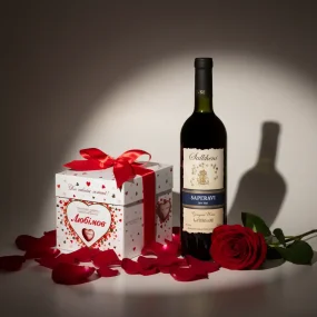 Набор подарочный - Любимов, Вино 750 мл + Конфеты шоколадные 208 г