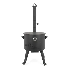 Feuerofen Utschak Ø 49 cm mit Abzugsrohr, für Kasan 22 L, Thermometer, Transportrollen, Ofenplatte