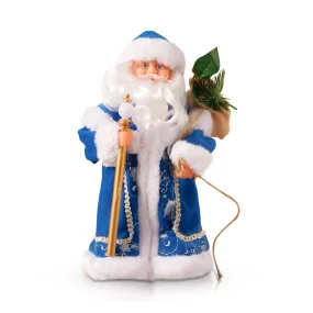 Figur - Weihnachtsmann, im blauen Mantel mit Stab, 27 cm Figur - Weihnachtsmann, im blauen Mantel mit Stab, 27 cm