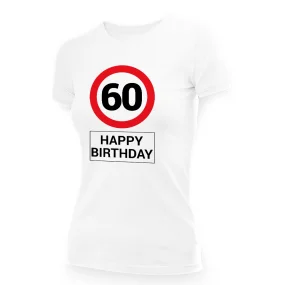 Футболка женская - дизайн Happy birthday 60, хлопок Футболка женская - дизайн Happy birthday 60, хлопок