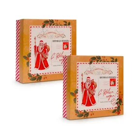 Коробка подарочная - Новогодняя почта, картон, 26 х 26 х 8 см, 2 шт.