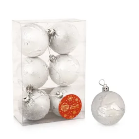 Weihnachtskugeln - Rentiere, silber, Kunststoff, Ø 6 cm, 6 Stk. Weihnachtskugeln - Rentiere, silber, Kunststoff, Ø 6 cm, 6 Stk.