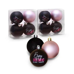 Weihnachtskugeln - Ich nehme den ganzen Wein auf mich, Kunststoff, Ø 6 cm, 4 Stk. х 2 Weihnachtskugeln - Ich nehme den ganzen Wein auf mich, Kunststoff, Ø 6 cm, 4 Stk. х 2