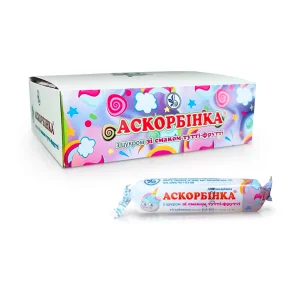Аскорбинка с сахаром, со вкусом тутти-фрутти, Киевский витаминный завод, 10 таблеток х 12 шт.