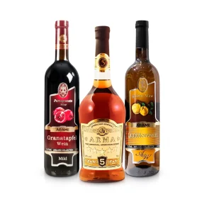 Alkoholset - Liebe zu Armenien, Quitten- und Granatapfelwein, armenischer Brandy, 2,2 L Alkoholset - Liebe zu Armenien, Quitten- und Granatapfelwein, armenischer Brandy, 2,2 L