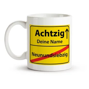 Namenstasse - Achtzig, Keramik, 330 ml