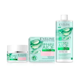 Gesichtsset - Reinigend und mattierend, Mizellenwasser + Creme-Gel, Organik Aloe + Kollagen, Eveline  Gesichtsset - Reinigend und mattierend, Mizellenwasser + Creme-Gel, Organik Aloe + Kollagen, Eveline