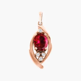 Подвеска, красное золото 585°, фианит, рубин ГТ *, 30 мм