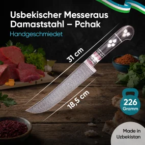 Usbekischer Messer aus Damaststahl – Pchak, 31 cm