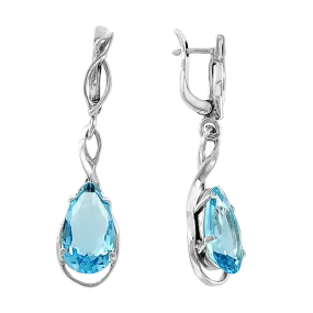 Серьги, серебро 925°, голубой топаз ГТ *, английская застежка, 48 мм Серьги, серебро 925°, голубой топаз ГТ *, английская застежка, 48 мм