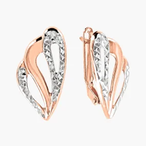 Серьги, красное / белое золото 585°, английская застежка, 21 мм Серьги, красное / белое золото 585°, английская застежка, 21 мм