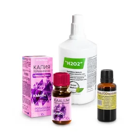 Set - Erste Hilfe, Jod + Wasserstoffperoxid + Kaliumpermanganat Set - Erste Hilfe, Jod + Wasserstoffperoxid + Kaliumpermanganat