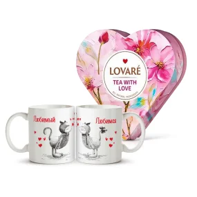 Geschenkset - Mit Liebe, Tee + Tassen 2 Stk.