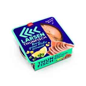 Thunfisch - Larsen, mit Zitronenöl und grünem Pfeffer, 160 g Thunfisch - Larsen, mit Zitronenöl und grünem Pfeffer, 160 g