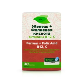 Железо + Фолиевая кислота, 30 таблеток Железо + Фолиевая кислота, 30 таблеток