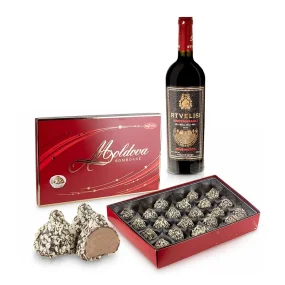 Geschenkset , Wein 0,75 L, Pralinen Auslese 420 g