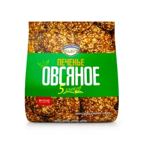 Печенье овсяное - 5 злаков, Полет, 300 г