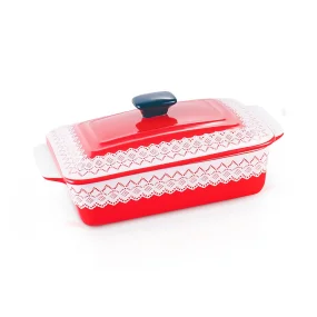 Backform - Olena, mit Deckel, Keramik, rot, 24 x 14 x 6 cm, 1 l