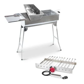 Набор для шашлыка - мангал, устройство вращения 11-ти шампуров - GrillMaster, шампуры: 11 шт.